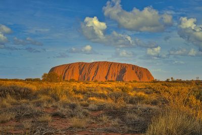 Uluru at sunset with altered sky