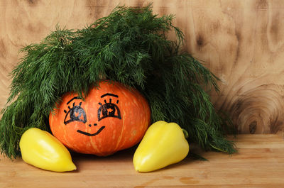 View of pumpkin on table