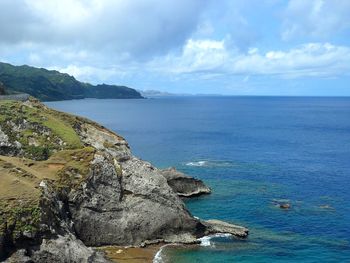 Scenic view of sea against cloudy sky