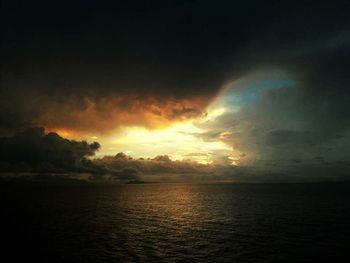 Scenic view of sea against sky at sunset