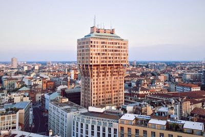 Cityscape with buildings in background