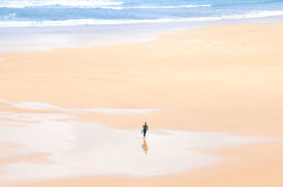 Full length of man on sand at beach against sky