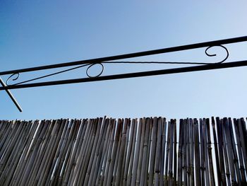 Low angle view of wire against clear sky