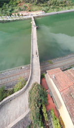 High angle view of dam on river