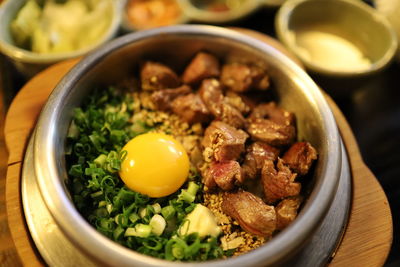 Close-up of food in bowl on table