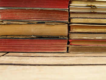 Full frame shot of books on table