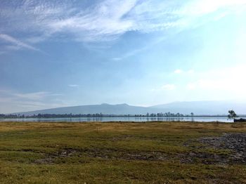 Scenic view of lake against sky