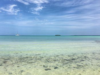 Scenic view of sea against cloudy sky