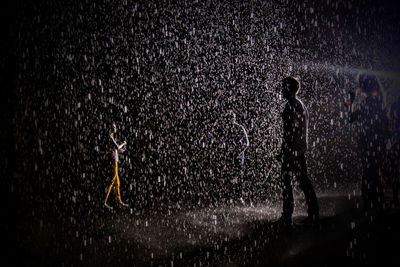 View of illuminated people at night