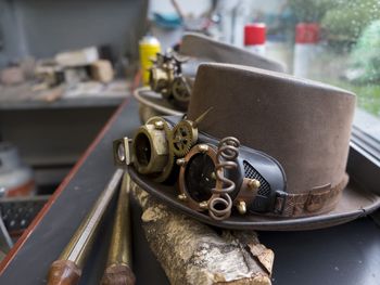 Steampunk hat in a goldsmith studio