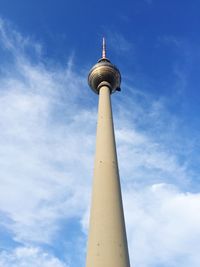 Low angle view of fernsehturm against sky