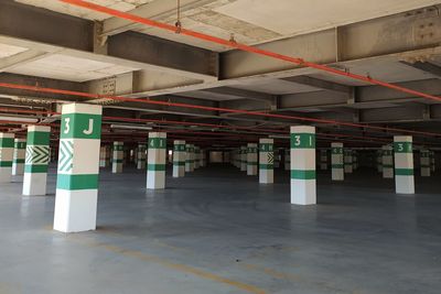 View of subway station platform in parking lot