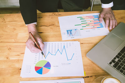 High angle view of text on paper at table