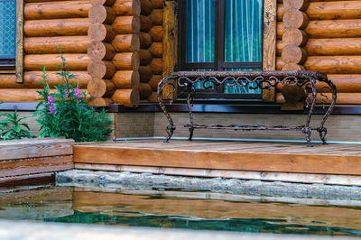View of bench in building