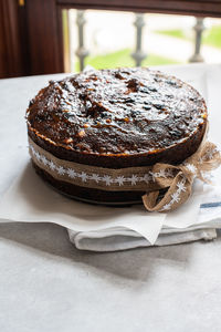 Close-up of dessert on table