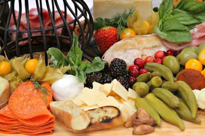 High angle view of food on table