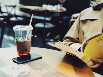 Close-up of coffee served on table