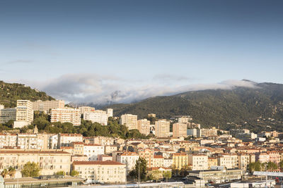 High angle view of townscape against sky