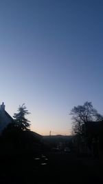 Built structure against clear sky at sunset