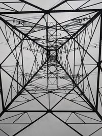 Low angle view of electricity pylon against sky