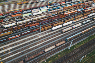 High angle view of train