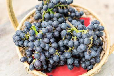 Close-up of grapes in basket
