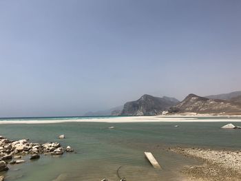 Scenic view of sea against clear sky