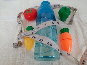 High angle view of multi colored pencils on table