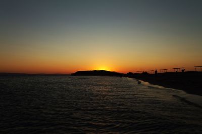 Scenic view of sea at sunset