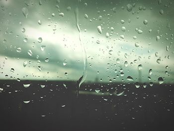 Close-up of water drops on glass