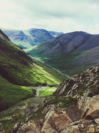 Scenic view of mountains against sky