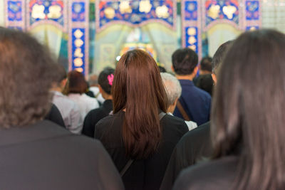 Rear view of people looking at music concert