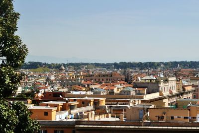 High angle view of cityscape against sky