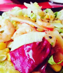 Close-up of salad served in plate