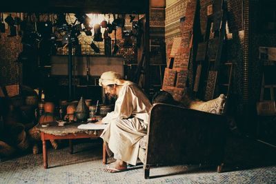 Man sitting on table