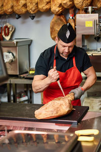 Chef working in commercial kitchen