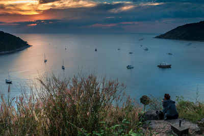 Scenic view of sea against sky during sunset
