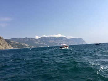 Scenic view of sea against clear sky