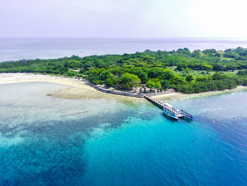 Menjangan island, west bali national park, indonesia. aerial footage taken with drone.