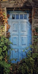 Closed door of house