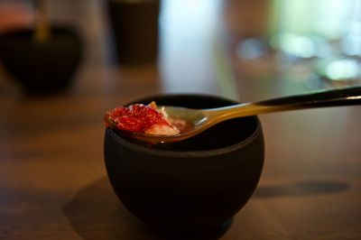 Close-up of dessert in bowl on table