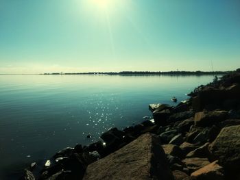 Scenic view of sea against clear sky