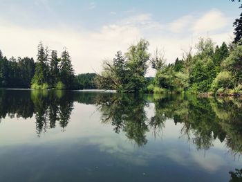 Scenic view of lake against sky