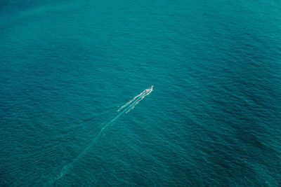 High angle view of ship in sea