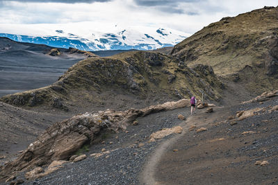 Female hiker on laugavegur trail