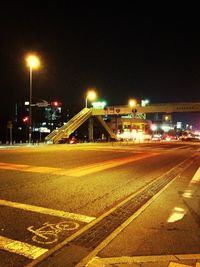 Light trails on road at night