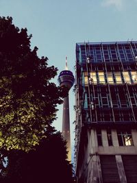 Low angle view of communications tower