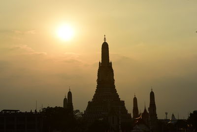 Low angle view of temple against sky during sunset