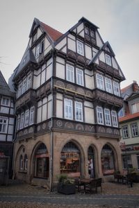 Facade of building against sky