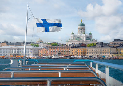 Low angle view of buildings in city against sky